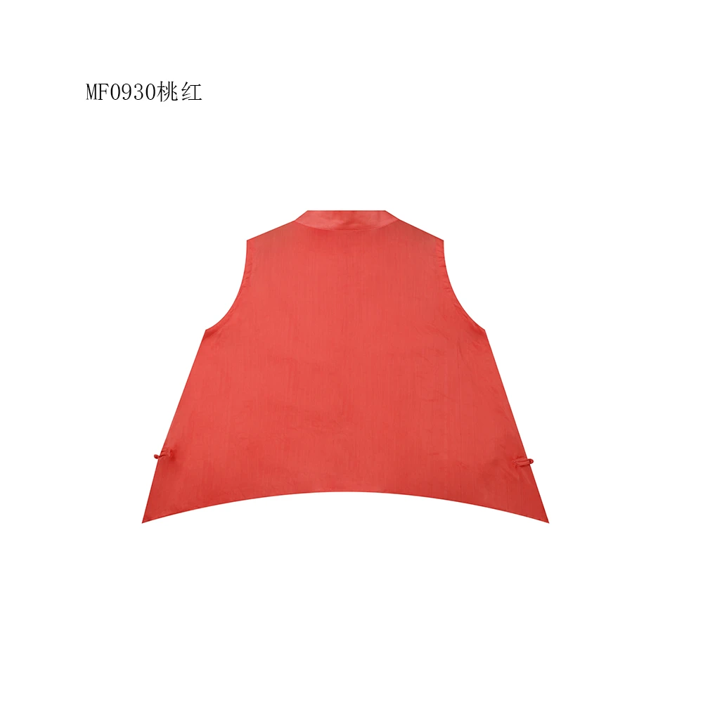 【麻訪家】MF0930桃红文艺气质不规则百搭坎肩背心上衣