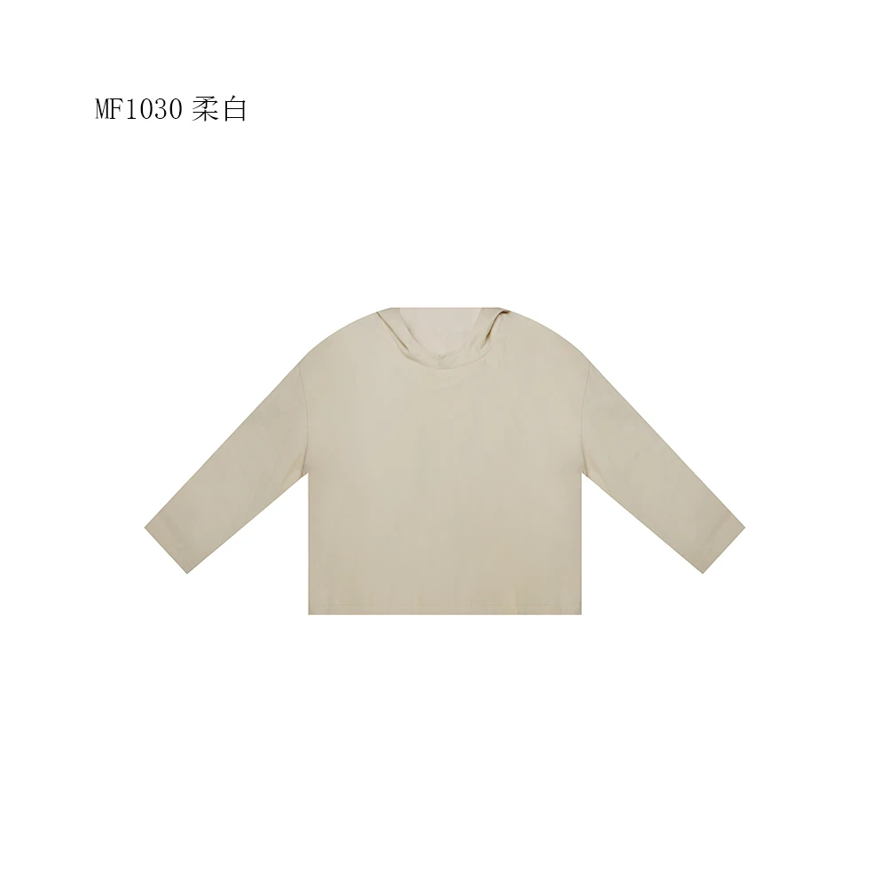 【麻訪家】MF1030柔白文艺简约休闲百搭连帽长袖上衣