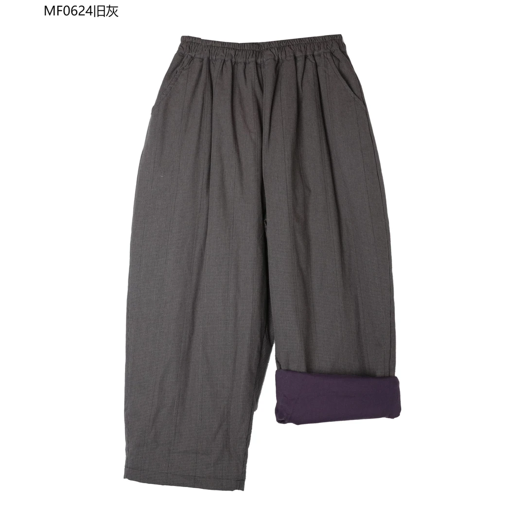 【麻訪家】MF0624旧灰复古文艺简约松紧腰百搭显瘦休闲哈伦裤