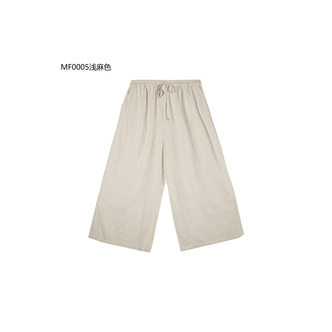 【麻訪家】MF0005浅麻色复古文艺宽松显瘦百搭休闲阔腿裤
