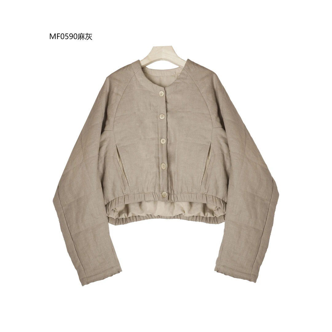 【麻訪家】MF0590麻灰文艺复古设计感百搭短款百搭时尚外套