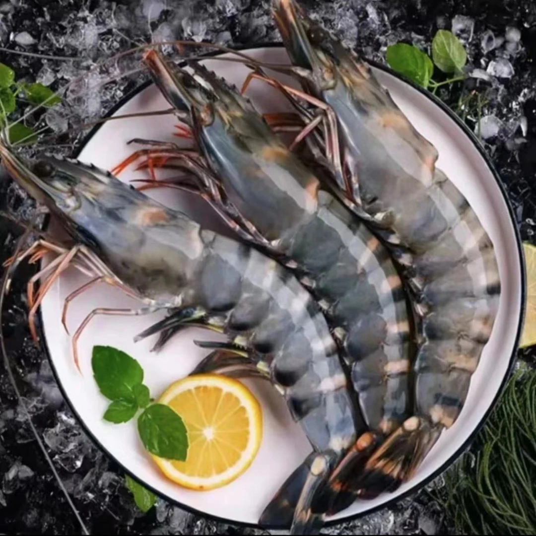 【春春海鲜】 鲜冻黑虎虾 老虎虾 30-40规格 3斤/盒