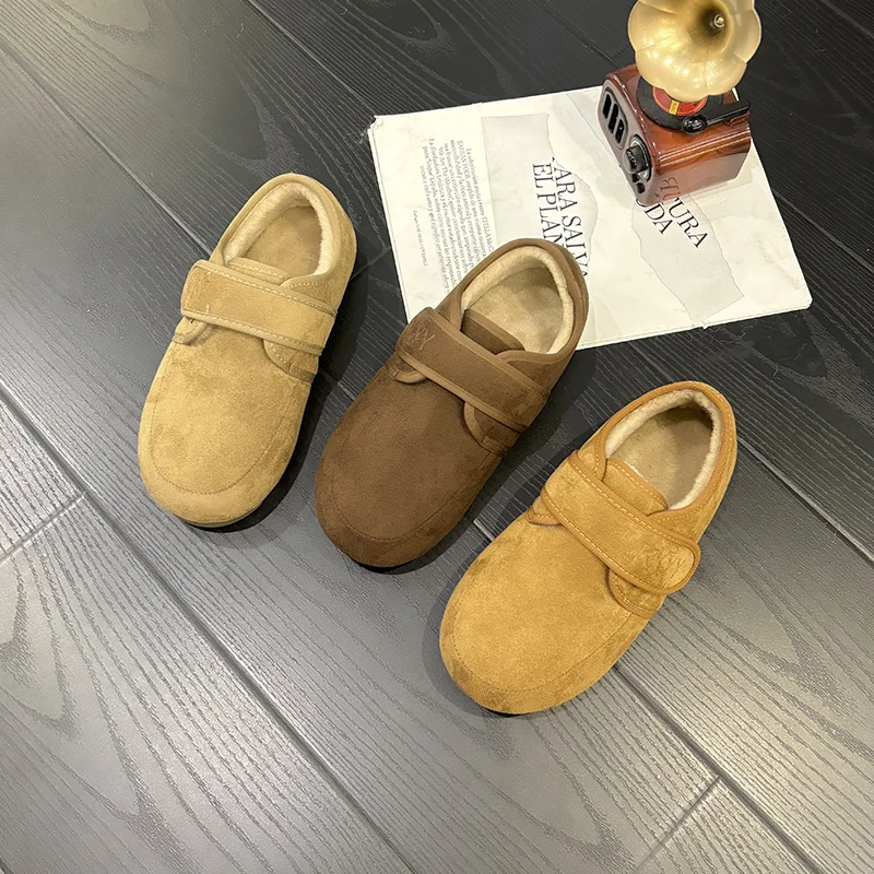 棉谷新品磨砂雪地靴女毛毛鞋保暖加绒百搭面包鞋软底平底1165