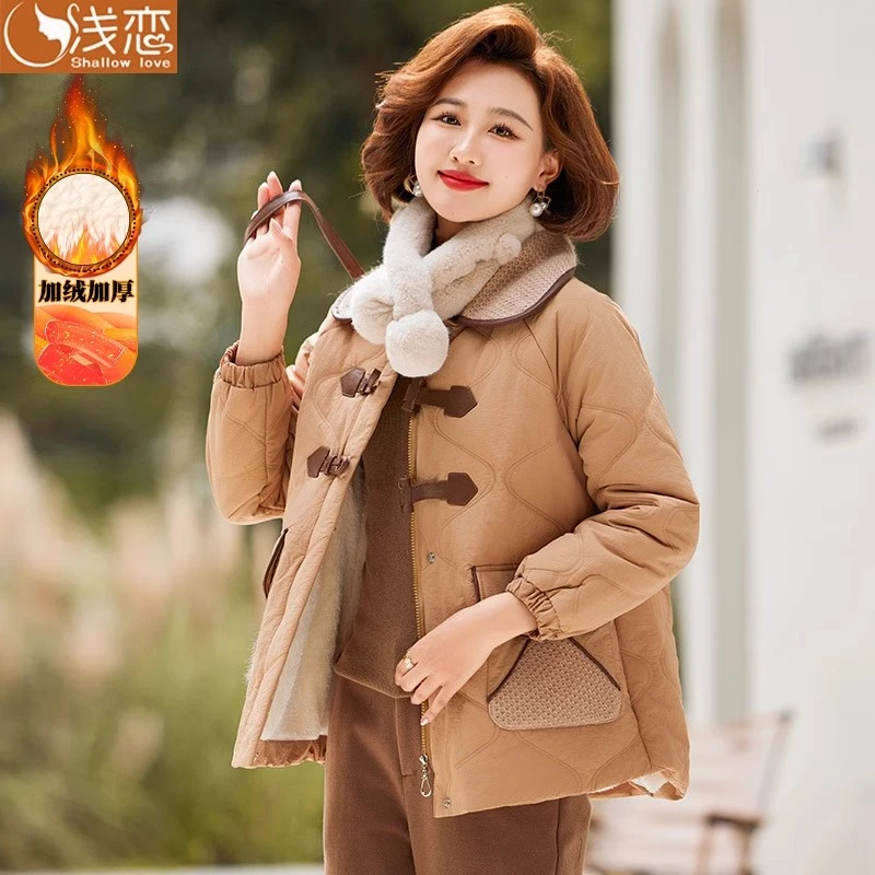 QianLian/浅恋冬季新款中老年妈妈装棉服短款加厚加绒保暖外套