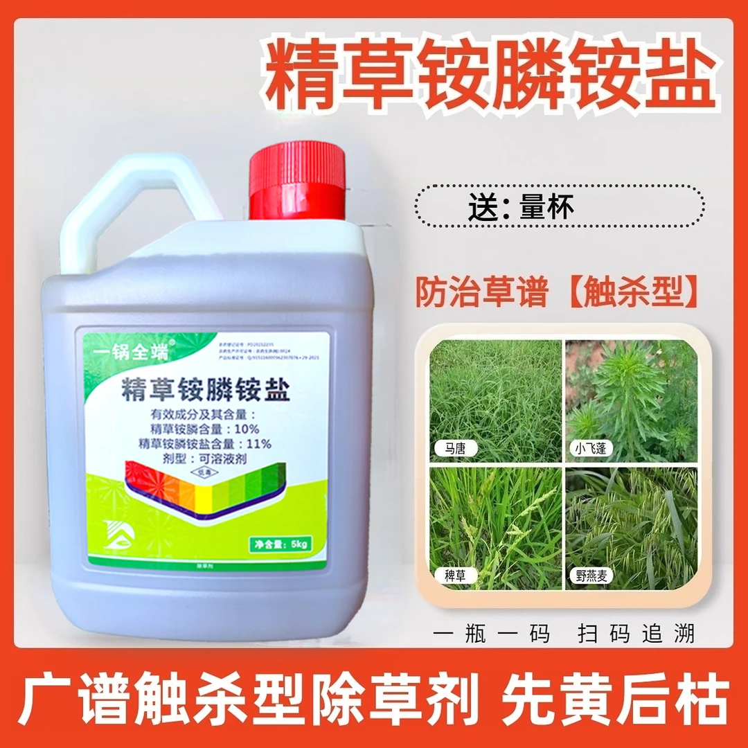 柑橘果园专用精草铵膦铵盐烂根型除草剂飞蓬牛筋草野草专杀烂根剂
