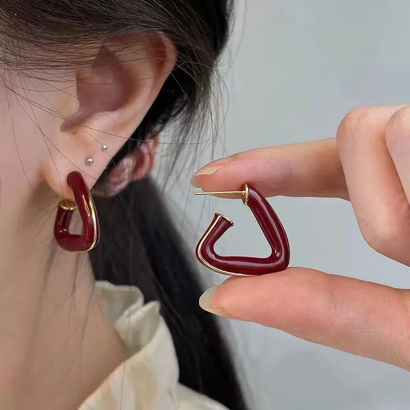 铜合金耳饰 【维维】几何三角形 红茶微甜耳环WW 9769