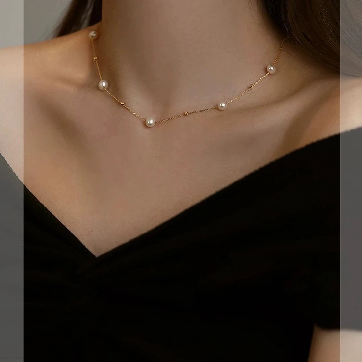 链子925银仿珍珠 【维维】满天星锁骨项链WW 5894