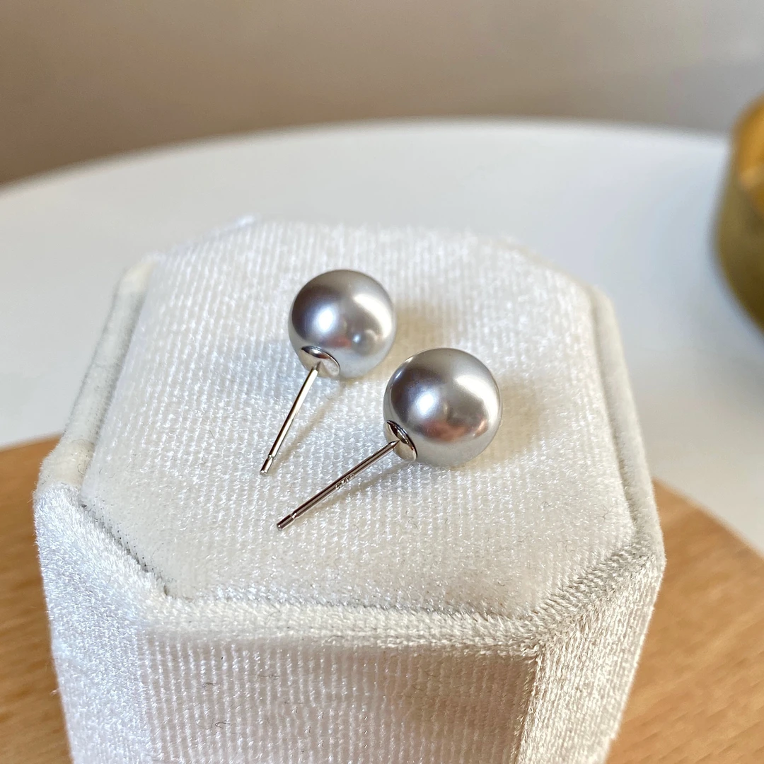 925银仿珍珠耳饰 【维维】银灰色耳钉WW 6262