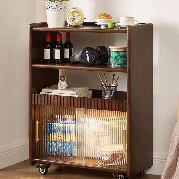 可移动餐边柜实木边柜新中式储物柜客厅收纳墙边展示柜