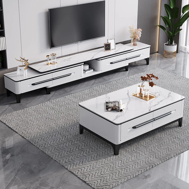 香丽华庭岩板电视柜茶几家用客厅现代简约小户型新款可伸缩电视柜