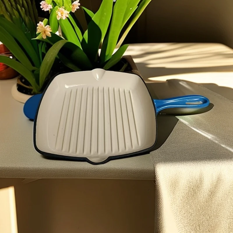 牛排煎盘珐琅煎盘简约家用欧式网红盘子双耳陶瓷创意珐琅煎盘