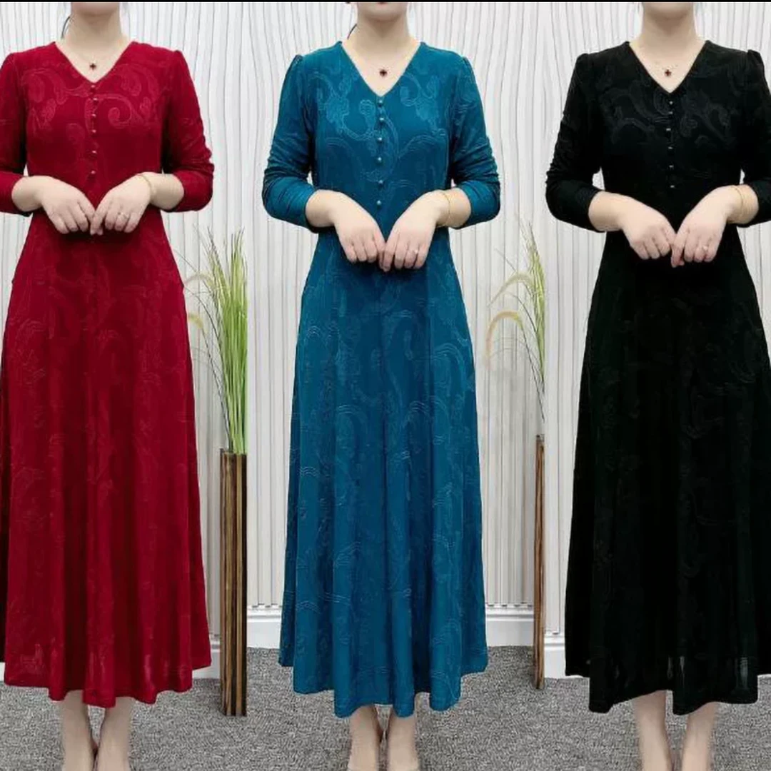 3247-126春秋新品南韩软纱提花刺绣显高显瘦显白纯色连衣裙