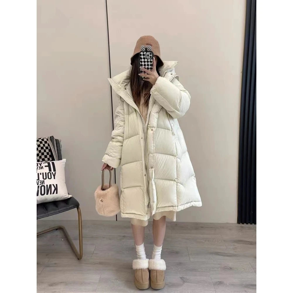 【极寒鹅绒服】海军领羽绒服女中长款加厚宽松时尚洋气