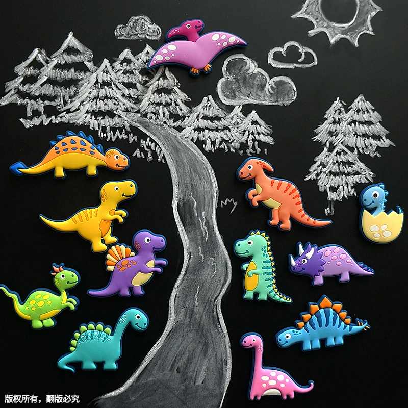 恐龙动物儿童早教冰箱贴磁贴个性创意卡通可爱软磁力贴白板黑板