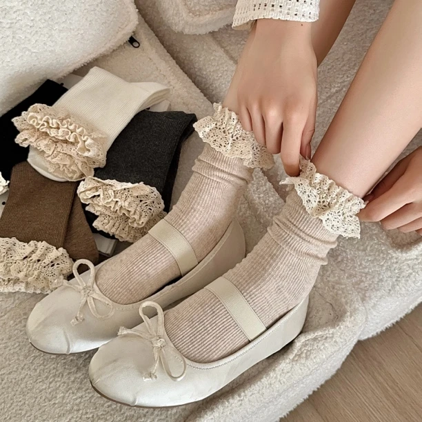 【半岛情书】花边袜｜秋冬百搭ins潮日系复古森系田园蕾丝花边堆堆袜