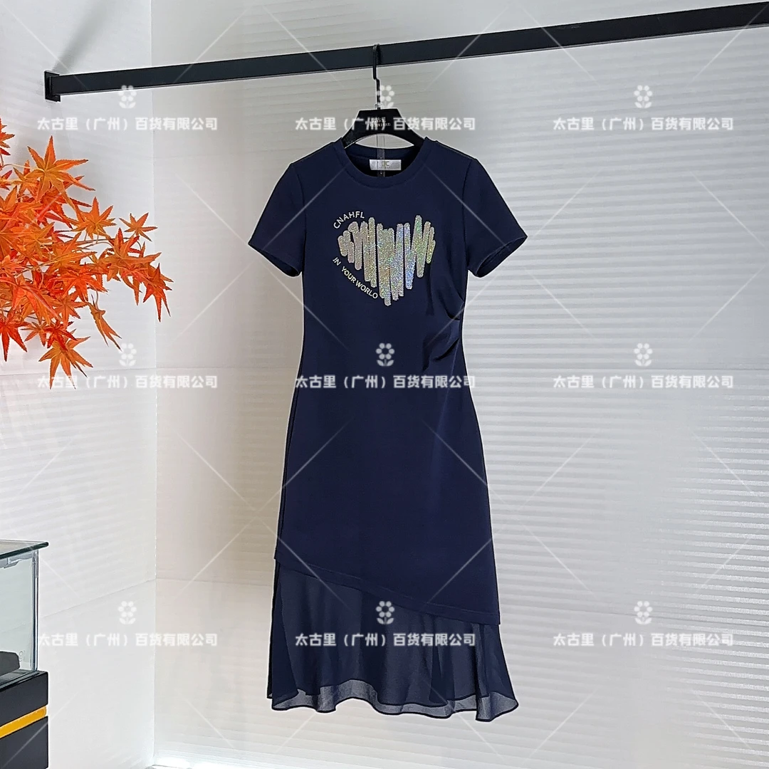 编号【57】贵柜丨夏季烫钻爱心花边时尚褶皱显瘦气质连衣裙JC-A1640