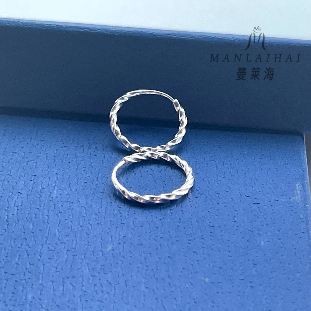 足银耳饰 麻花加厚耳环耳扣简约气质百搭个性小众素款精致小巧