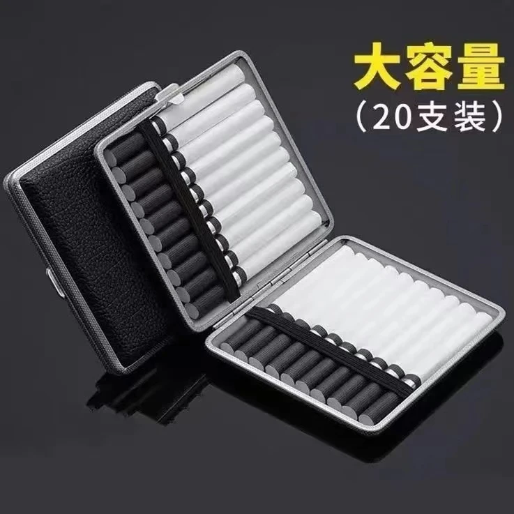 手卷皮质烟盒20支装超薄金属简约香菸便携香烟盒烟烟夹男士礼品