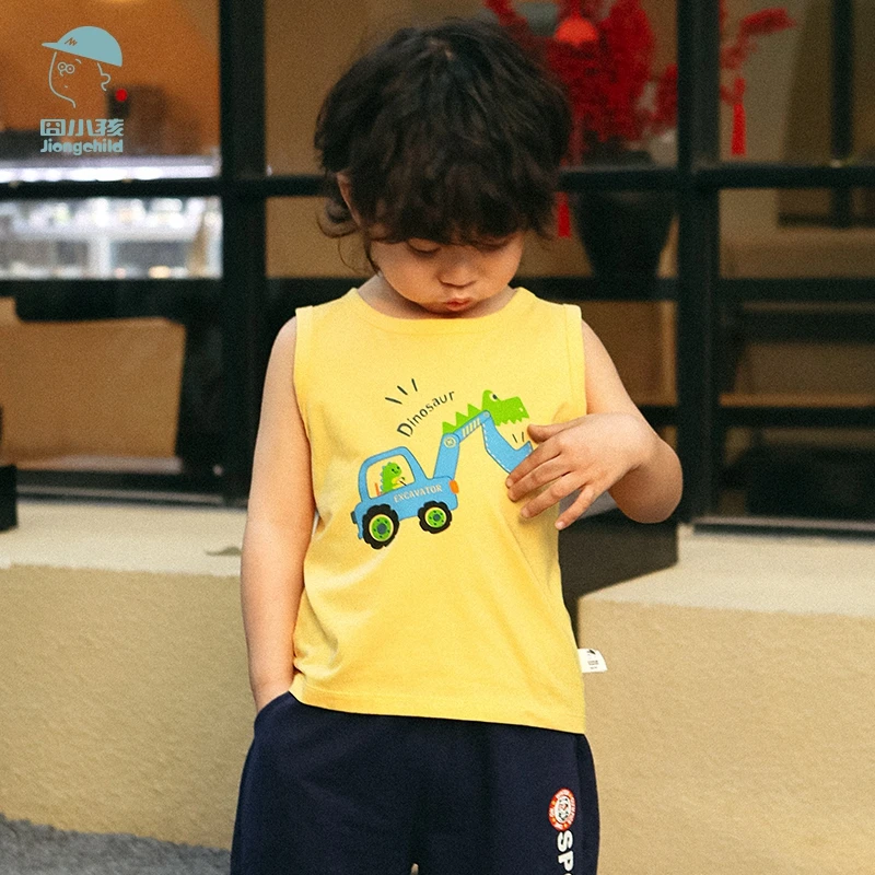 品牌童装男童背心儿童条纹撞色无袖T恤24新款夏季上衣XBT43257