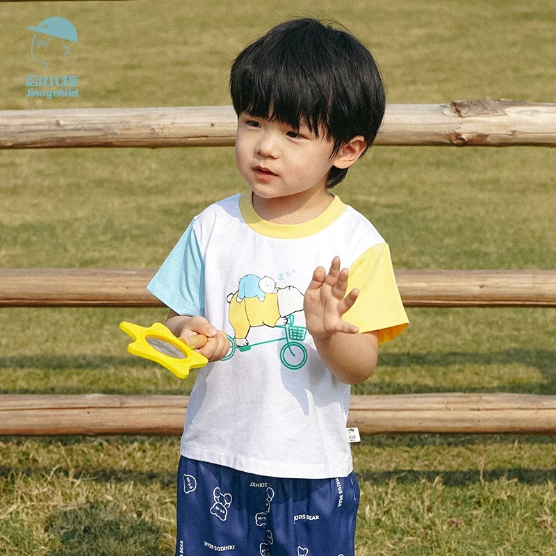 品牌韩系男童夏装潮牌短袖T恤2024款夏季儿童半袖洋气XBT43523