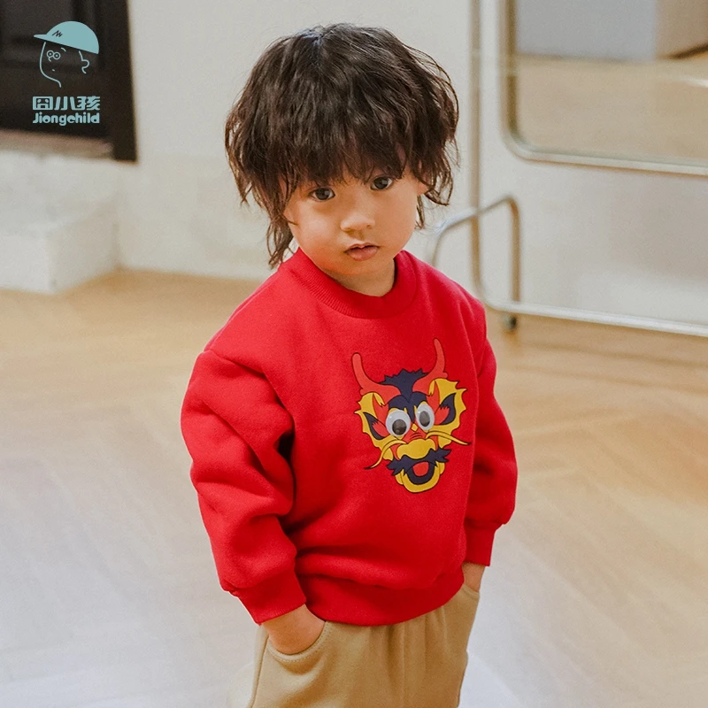 品牌男童加绒加厚卫衣新款冬装潮儿童宝宝套头上衣XBE37902