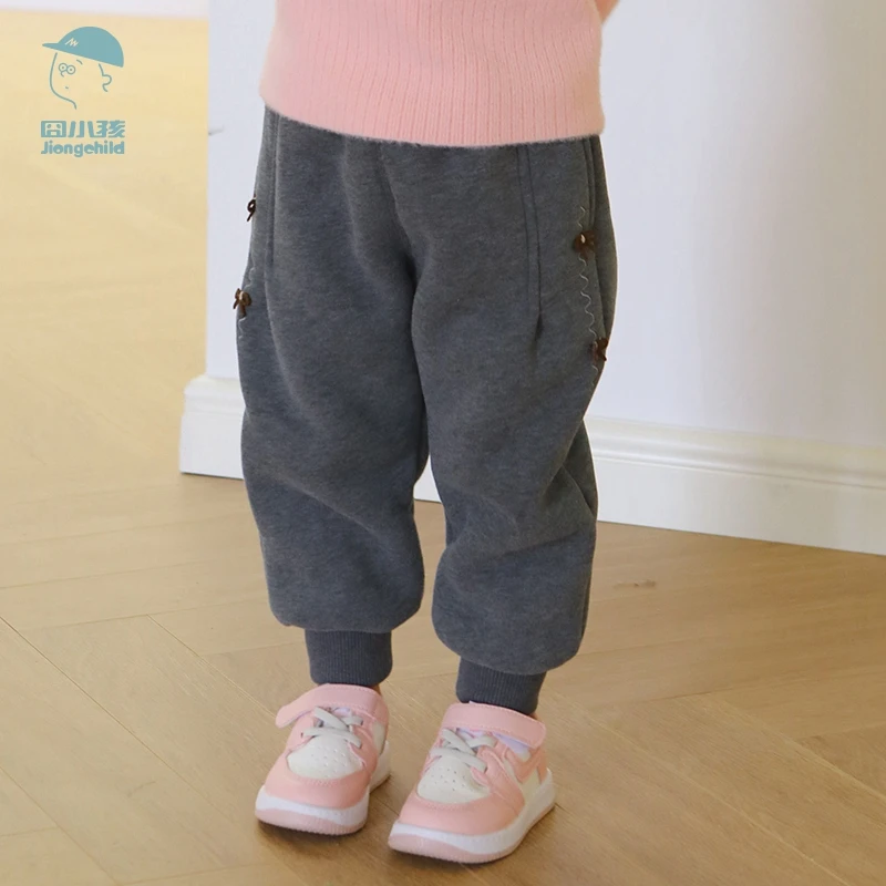 品牌韩范女童冬款加绒裤新款宝宝卫裤针织棉休闲裤XGK37211