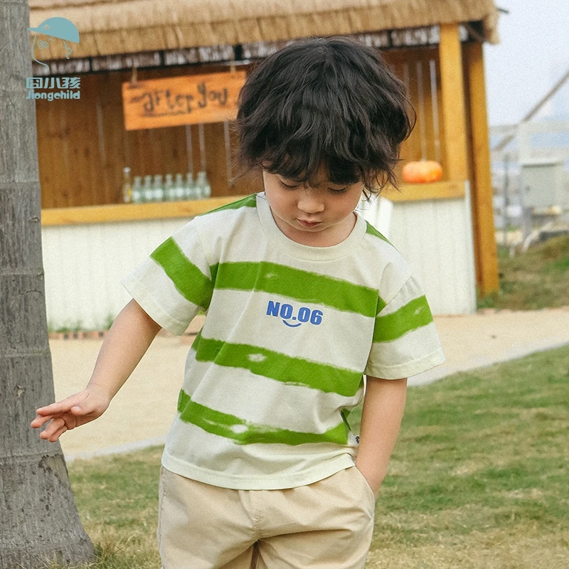 品牌男童T恤短袖夏印花字母小童打底上衣儿童半袖体恤XBT43211