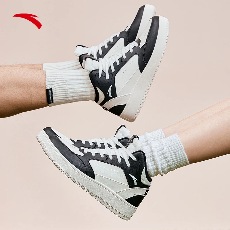 【熊猫情侣鞋】安踏高帮板鞋男女款款厚底增高百搭时尚休闲鞋