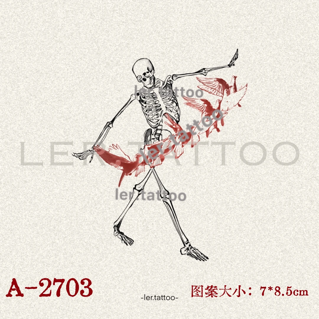 ler.tattoo｜新中式｜彩色纹身贴｜舞A-2703 |5张包邮