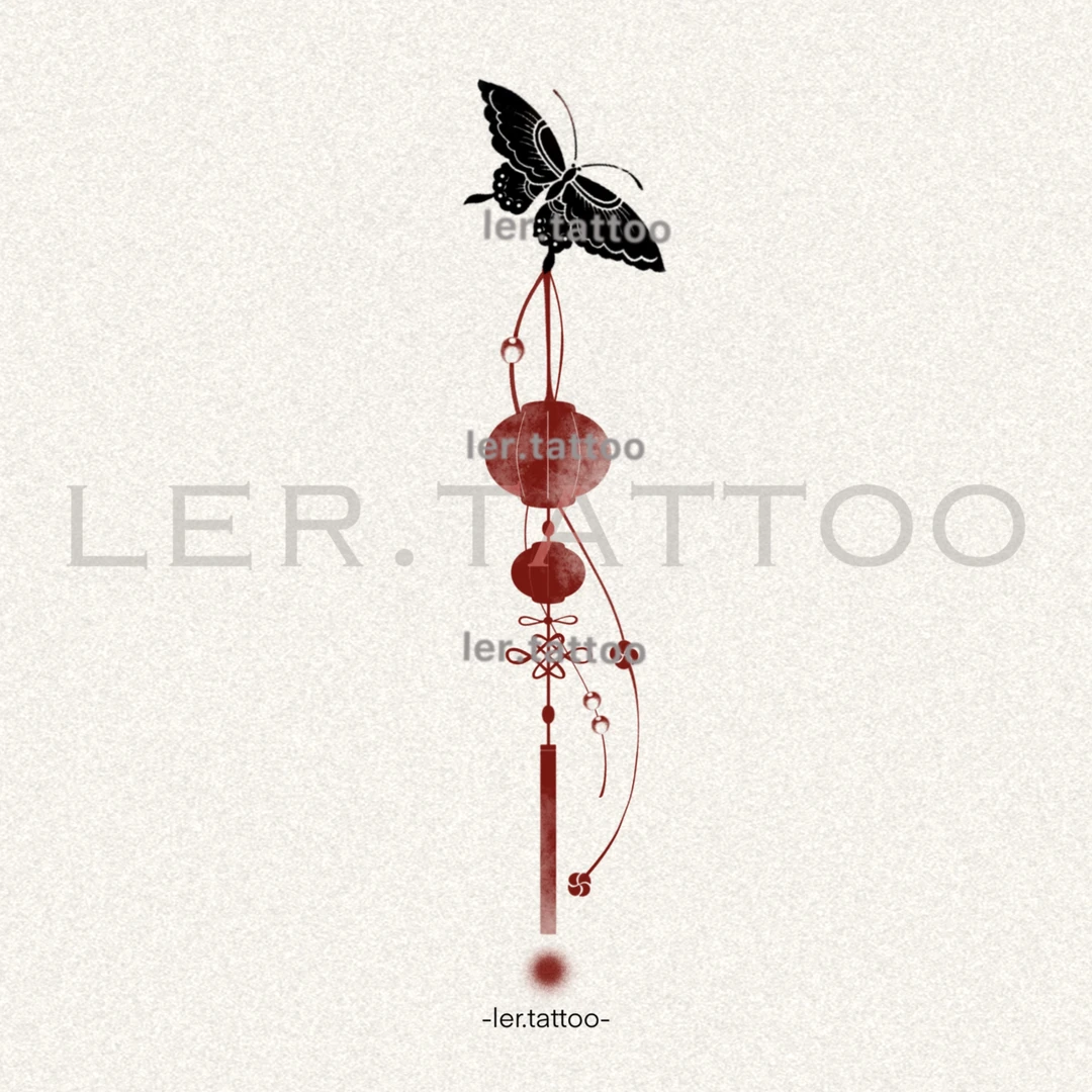 ler.tattoo｜新中式｜彩色纹身贴｜蝶·揽月｜全店5张包邮