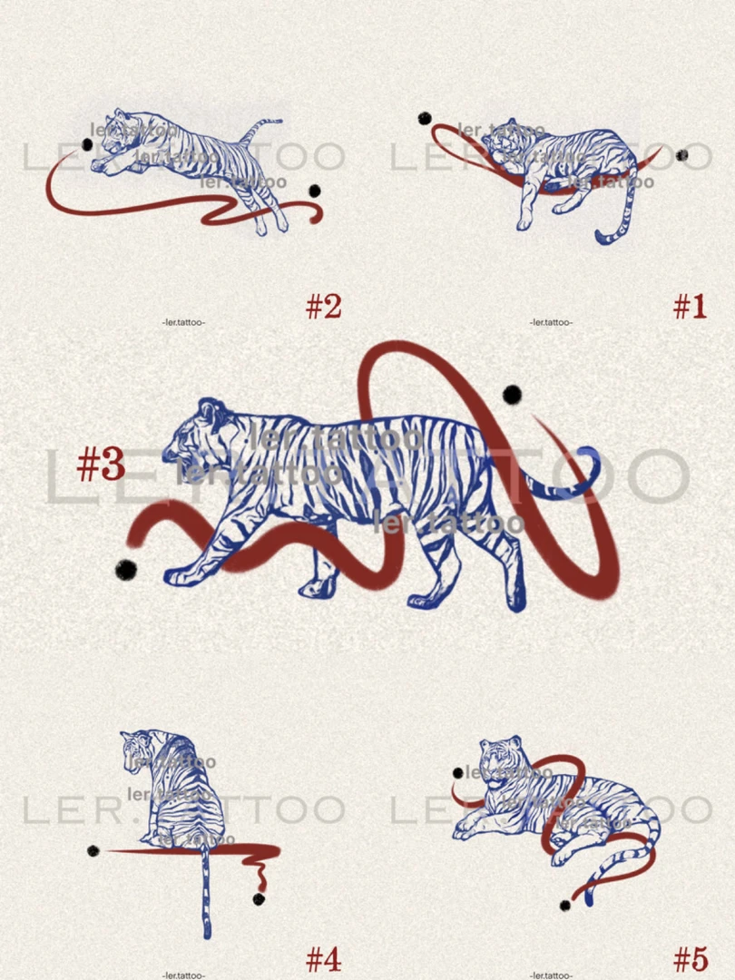 ler.tattoo｜新中式｜彩色纹身贴｜老虎套装