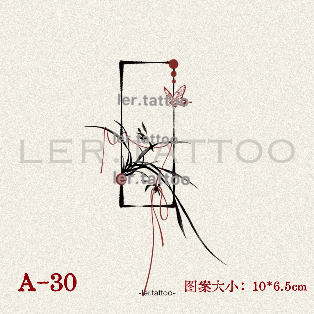 ler.tattoo｜新中式｜彩色纹身贴｜兰|5张包邮