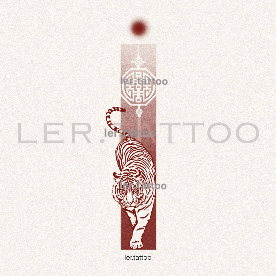 ler.tattoo|新中式|彩色纹身贴|赤·虎|全店5张包邮