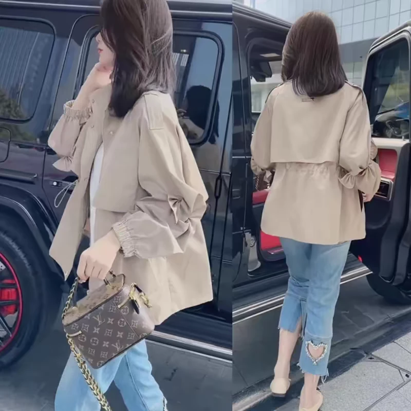 设计感春秋新款风衣外套女2024春秋新款洋气百搭收腰显瘦短显瘦潮