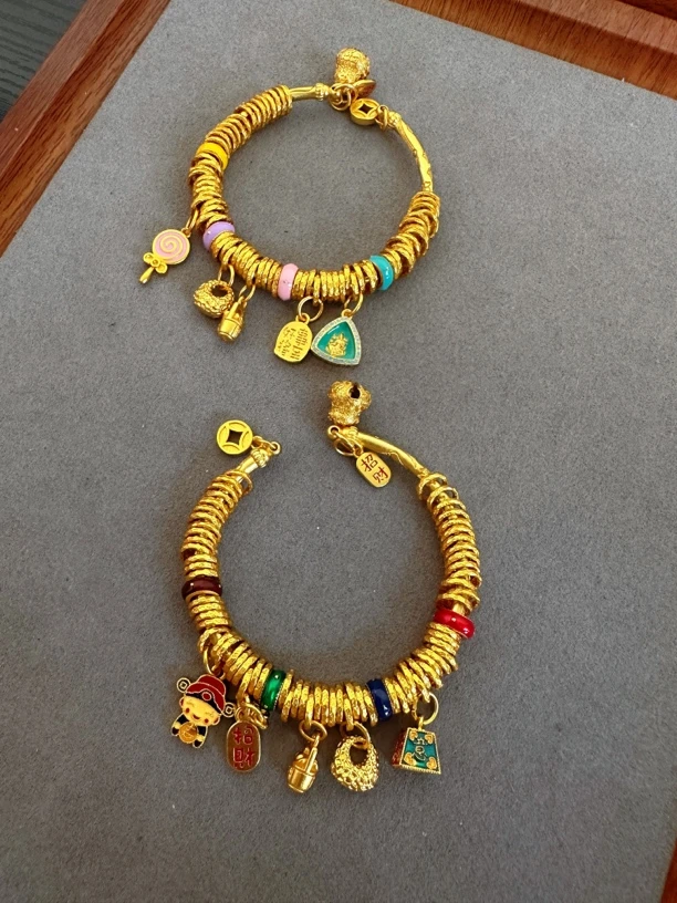 铜合金珐琅手镯 I新中式国风铜镀金烧蓝珐琅盘缠手镯饰品称心如意