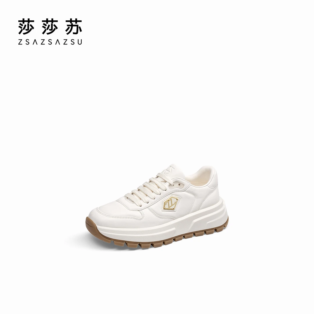 奶油华夫莎莎苏新款厚底增高老爹鞋透气休闲运动小白鞋ZA54582-30