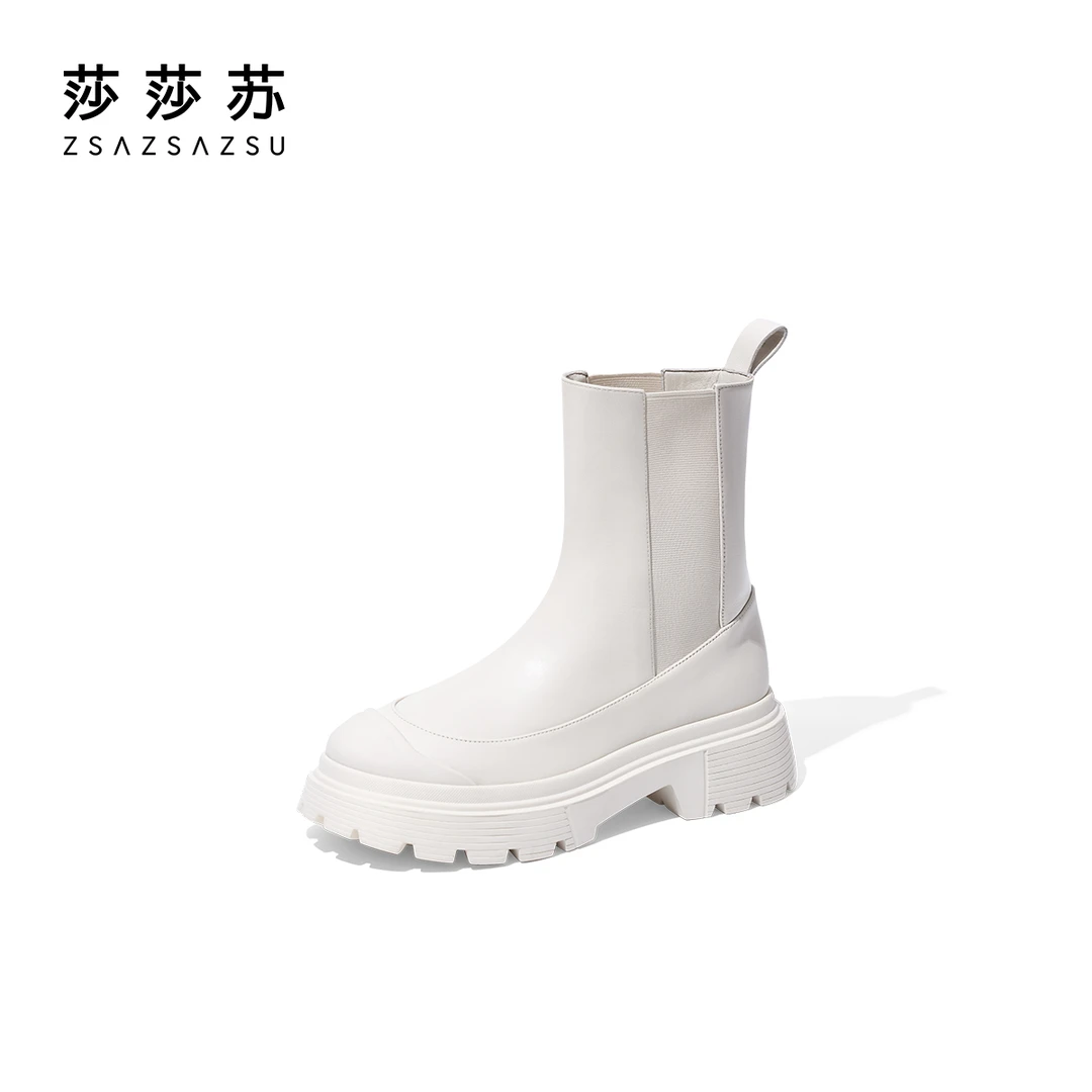 【廖银玥同款】莎莎苏秋冬切尔西靴厚底增高烟筒靴女短靴ZA43513-41