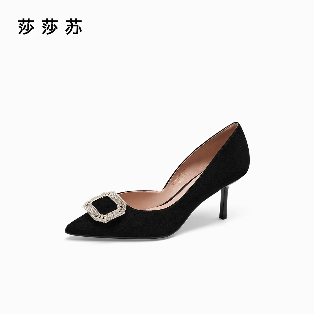 【克拉恋人】莎莎苏2025春季新款水钻尖头细跟宴会高跟鞋ZA54510-62