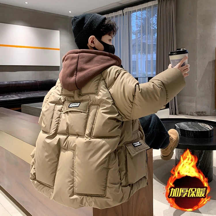 G301冬款加厚时尚航线贴标韩版洋气连帽棉服外套