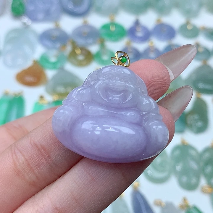 翡翠颈饰18K金镶嵌佛公