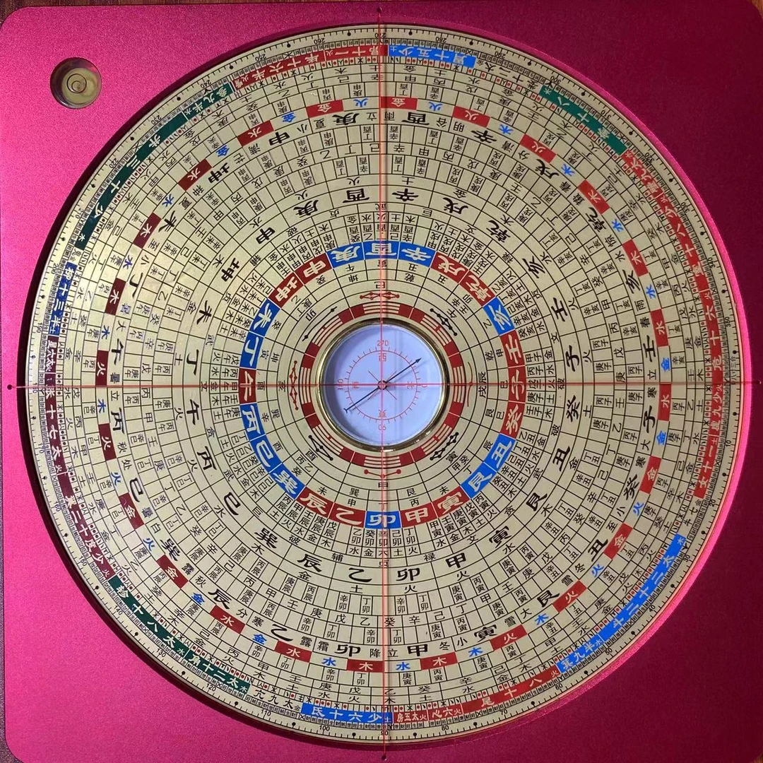 崇道堂铝镁合金8寸三合/综合/三元铜面罗盘（红色）