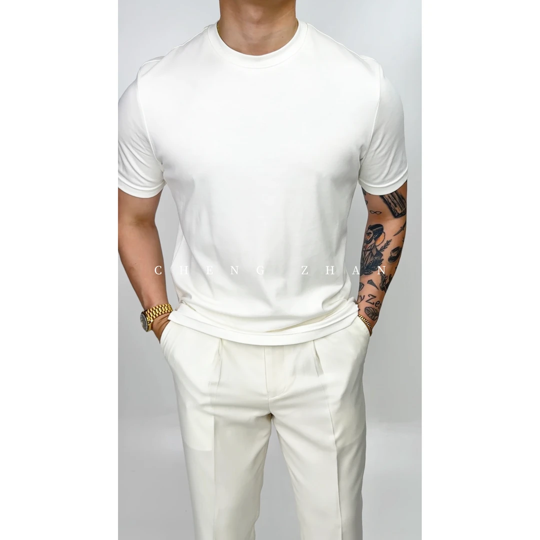 CHENGZHAN | 旗舰系列 | 纯色短袖莫代尔打底休闲圆领精梳棉T恤4