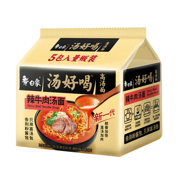 白象汤好喝辣牛肉汤面 103.5g*5