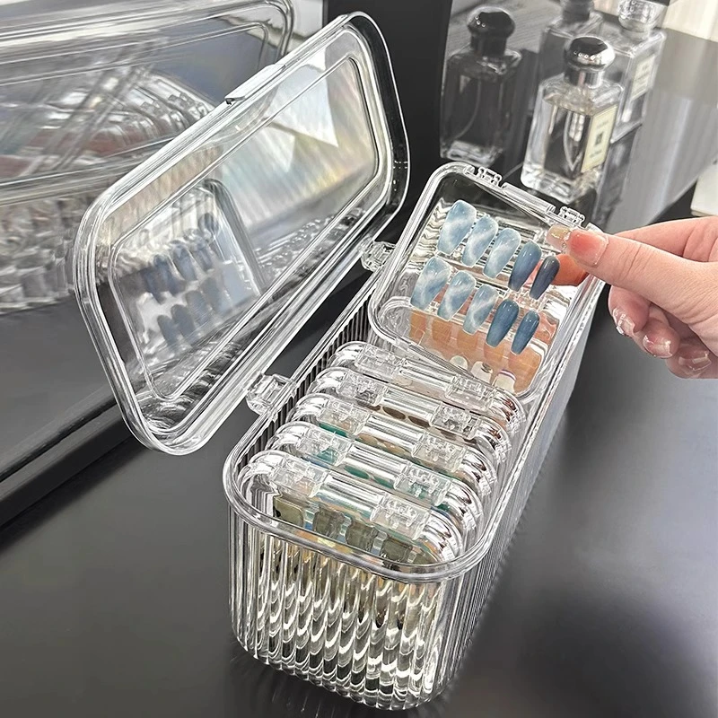 穿戴甲收纳盒指甲贴片专用透明防尘收藏展示盒亚克力美甲包装盒子