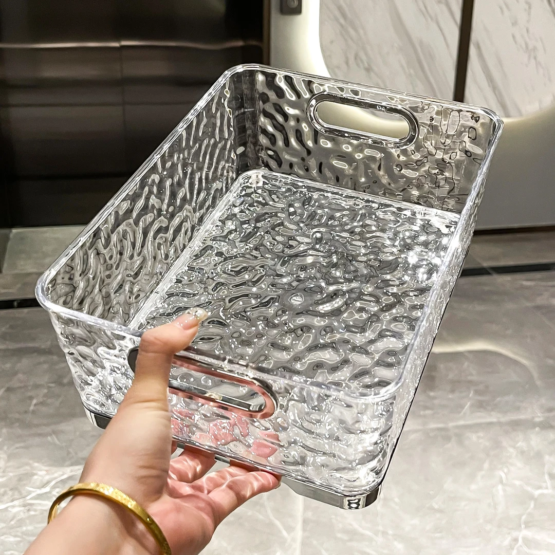 轻奢透明桌面收纳盒梳妆台浴室卫生间化妆品护肤品茶几杂物收纳筐