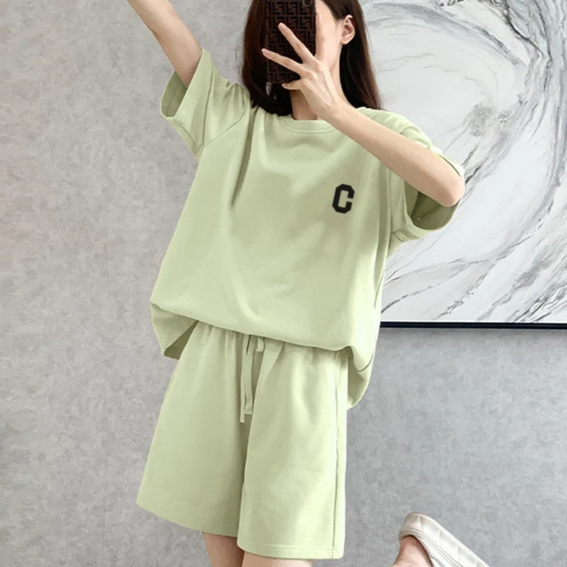 运动服套装女款休闲时尚宽松版高档女士2023新款洋气短袖短裤夏季