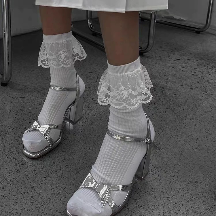 东大门helder老板娘同款韩版蕾丝花边中筒女袜ins风百搭少女袜子