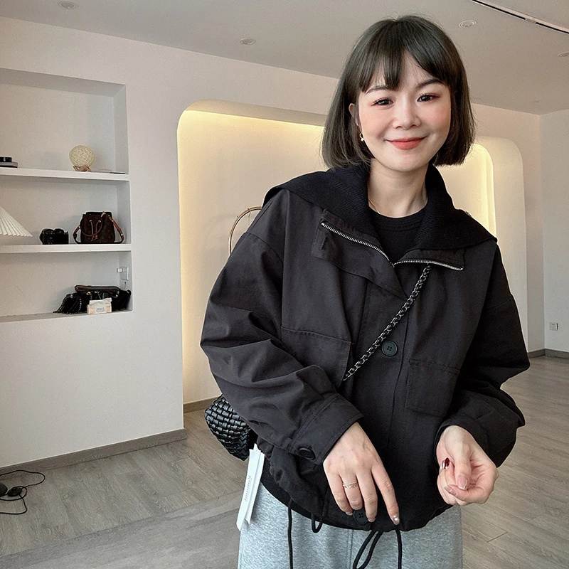 韩版时尚减龄宽松休闲百搭夹克外套