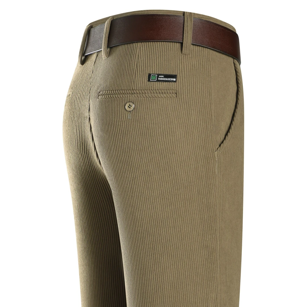 秋冬厚款男裤中年男士休闲裤厚款加绒加厚条绒裤灯芯绒高腰男裤