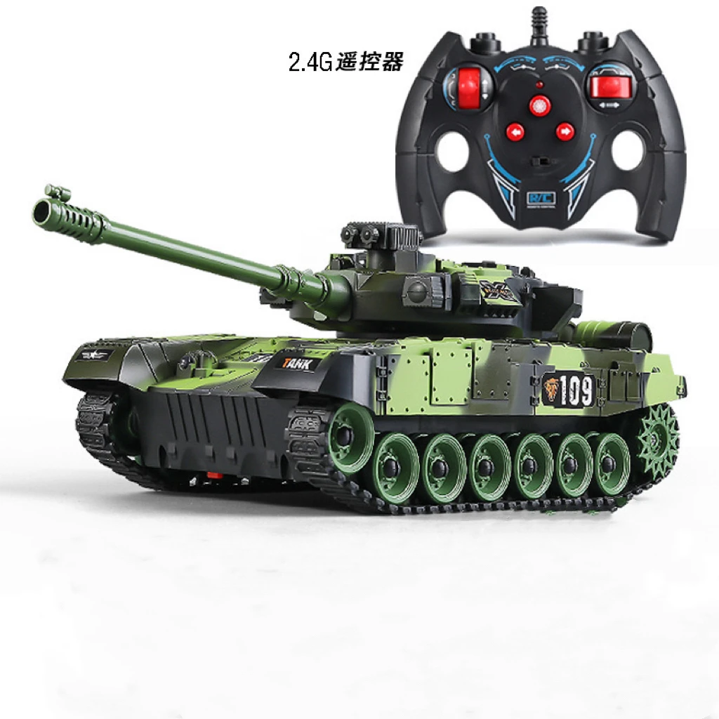 遥控坦克车履带式可旋转儿童电动装甲车坦克玩具军绿色前进坦克